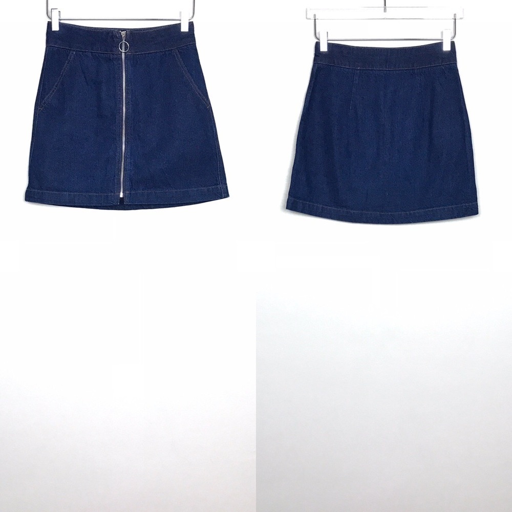 TopShop Moto A-Line Zipper Front Denim Skirt Sz 4